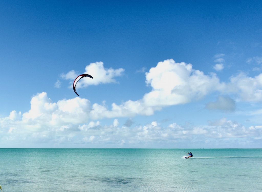 Man Kiteboarding in Turks and Caicos on a sunny day