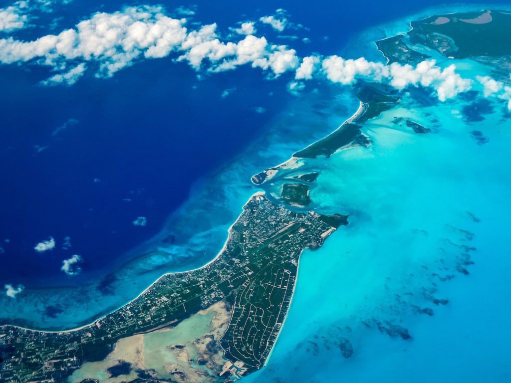 Aerial View Of Turks and Caicos Islands and Barrier Reef