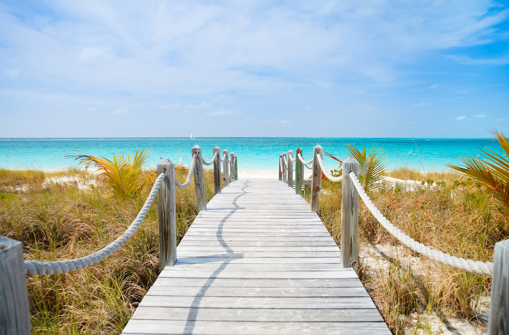 beach walkway in the Caribbean Turks and Caicos 